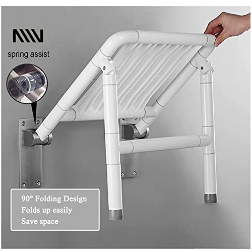 Taburete de ducha plegable, asiento plegable montado en la pared, capacidad de peso de 350 kg, ayuda de baño ideal para personas mayores y discapacitados, patas de goma para mayor estabilidad