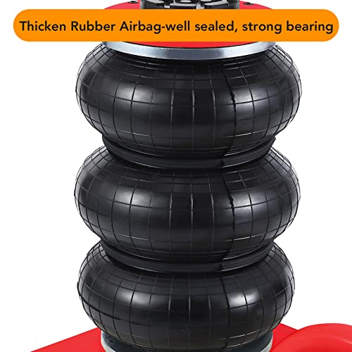 Image of 3 Ton /6600LBS Triple Bag Air Jack Fast Lifting to 15.75 Inch, Short Handle Pneumatic Car Repair Inflatable Bladder Jack (Red)
