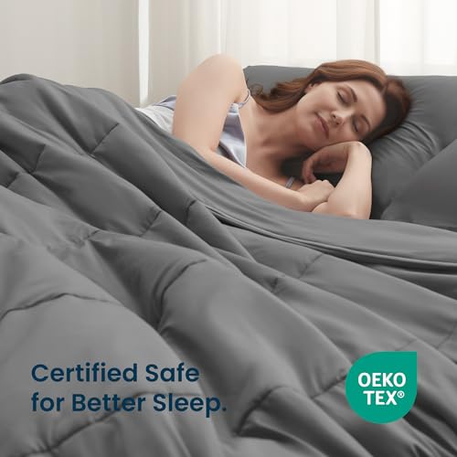SLEEP ZONE Twin Cooling Comforter Set for Hot Sleepers, Nanotex Cooling Blanket，3 Pieces Jersey Knit Bedding, Reversible Cool Feeling, Soft and Breathable with 2 Pillowcases, 1 Comforter (Dark Grey) - image 2