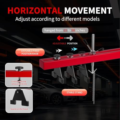 Barra de Soporte para Motor de 1100 lb con Ganchos Dobles y Ajustable miniatura 5