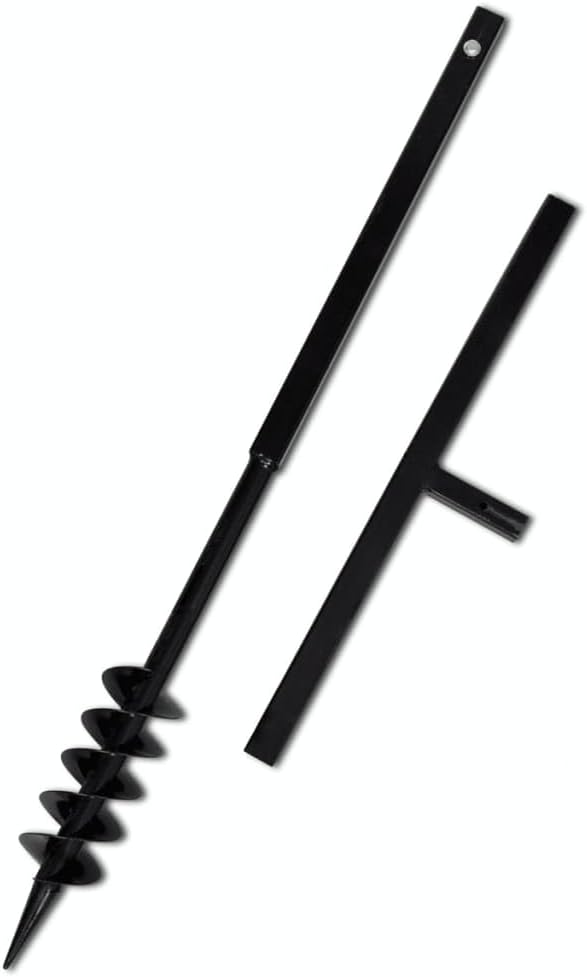 vidaXL Ground Drill Handle Auger Bit 3.15" Black Double Spirals Steel Tools