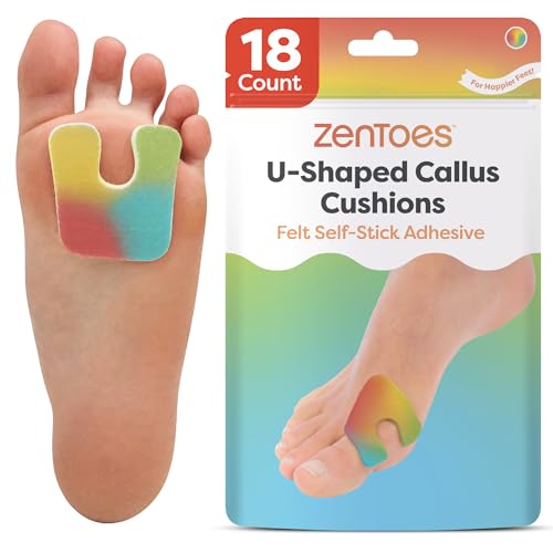 Image of ZenToes U-Shaped Felt Callus Pads, Self-Stick Cushions, 18 Count