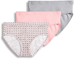 Jockey Womens Underwear Elance Breathe Hipster - 3 Pack, Silver Fox/Spotty Dot/Blushing Rose, 10