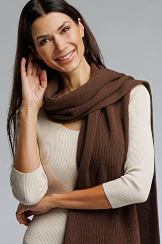 Fishers Finery Women's 100% Cashmere Ribbed Knit Winter Scarf | Black Label Box4