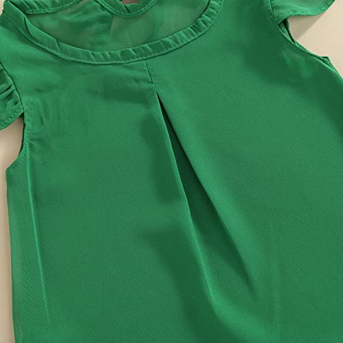 Toddler Baby Girls Skirt Outfits Fly Sleeve Chiffon Blouse Shirts Floral Mini Skirt 2Pcs Summer Clothes Set (Green, 2-3 Years) #TOP4