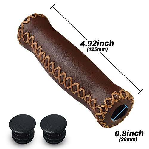 Solodrive Bike Handlebar Grips, Vinyl Leather Grips, Hand-Stitched Beach Cruiser Bike Grips, Fits Most 22.2Mm (7/8") Bicycle Handlebar (Deep Brown) #TOP2