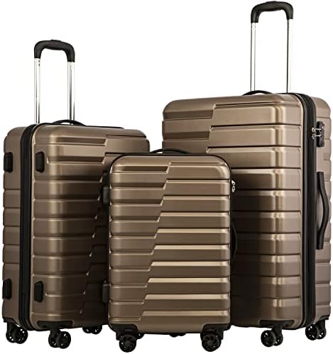 Coolife Luggage Sets, 3 Piece Hard Shell Suitcase Set with Spinne...