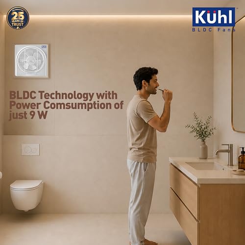 Image of KUHL Ventis 8 inch BLDC Ventilation /Exhaust Fan | 9W | 200mm Sweep | 1600 RPM | 650 CMH Air Delivery | High Air Flow & Low Noise | Ideal for Kitchen, Bathroom & Office | 5 Year Warranty | White
