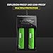 Taeozi 4 Packs Battery of 3.7V 3400mAh Flat Top Battery for Flashlight, Camera, Small Fan, Sound Equipment with 1 Bay USB Battery Charger