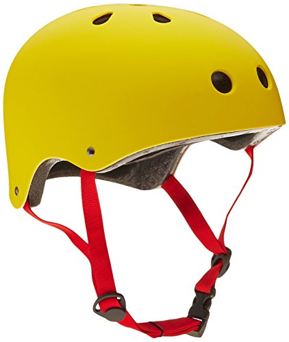 Krown Yellow Shell With Red Strap Skateboard Helmet, One Size #TOP9