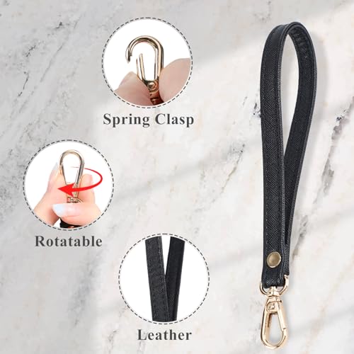 Dragonne de poignet en cuir noir U+U et boucles dorées pour clés et pochette