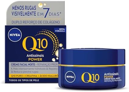 NIVEA Creme Facial Antissinais Q10 Power Noite 49g, Reduz Rugas, ...