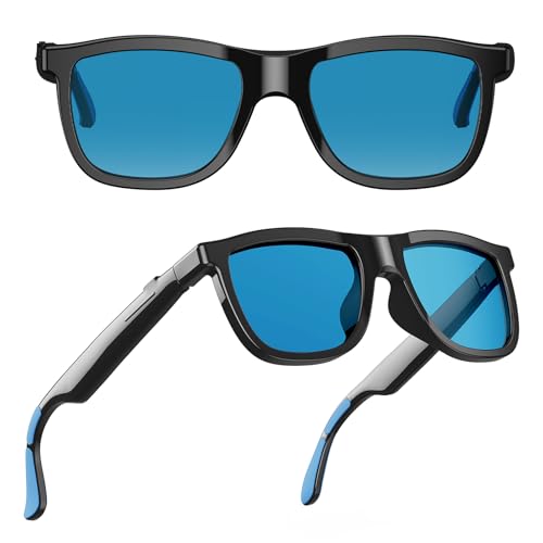 EcoGleam Okulary przeciwsłoneczne Smart BT z zestawem głośnomówiącym, muzyka, tłumaczenie AI, UV400, wodoszczelność IP65, przenośne na zewnątrz, stylowe i wszechstronne, niebieski