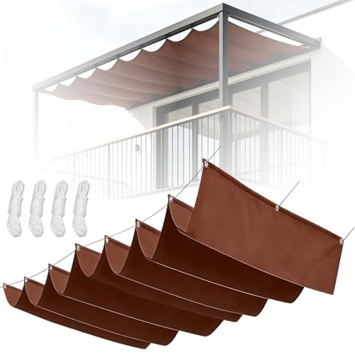 Voile d'ombrage rétractable vague haut de gamme polyester marron - 2