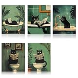 【Facile à utiliser】Ceci affiche salle de bain ne nécessite aucun outil d'installation, choisissez simplement le cadre photo que vous aimez et mettez y cette peinture à motif de chat noir, c'est rapide et pratique, vous permettant de profiter facilement d'une expérience de vie de haute qualité