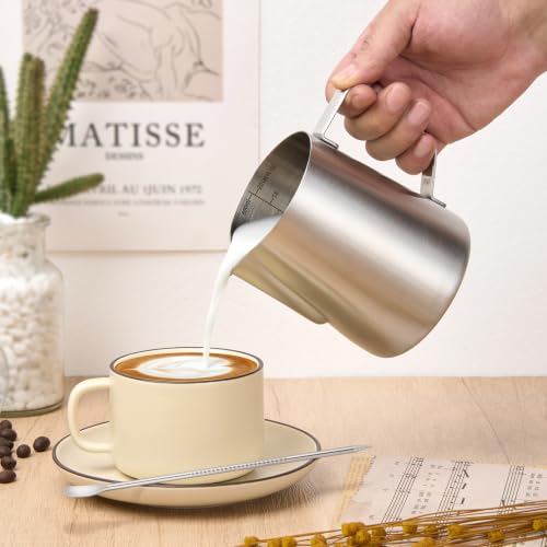 Image of Amrules Milk Frothing Pitcher 20oz Frother Cup Barista Tools, Frosted