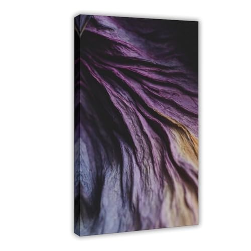 Impression sur toile feuilles séchées violettes grand format 50x75 cm pour décoration de chambre