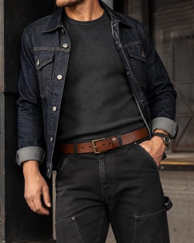 Image of CHAOREN Mens Belts Casual for Jeans - Full-Grain Leather, Durable Cowhide