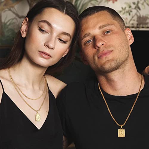 Ursteel Layered Initial Necklace For Men Women, 18K Gold Necklace Men Stainless Steel Initial Pendant Necklace For Men Women Girls Letter J Initial Necklaces Father Jewelry Gifts For Father Boyfriend #TOP3