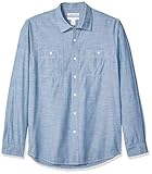 Amazon Essentials Men's Slim-Fit Long-Sleeve Chambray Shirt, Medium Blue, XX-Large