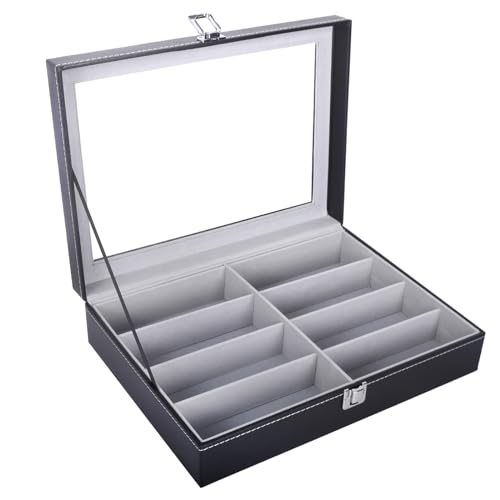 Image of AUTOARK Leather 8 Piece Eyeglasses Storage and Sunglass Glasses Display Case Organizer