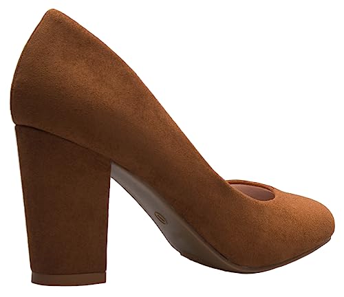 Image of Olivia K Women's Classic Round-Toe Platform Pumps High Block Heel - Adorable, Comfortable