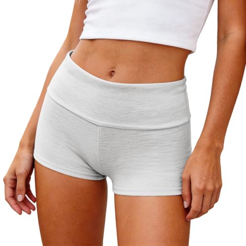 Generisch 2026 Leggings da donna con cintura pieghevole in vestibilità skinny Low Rise per un'eleganza sportiva ottimale, grigio chiaro., XL