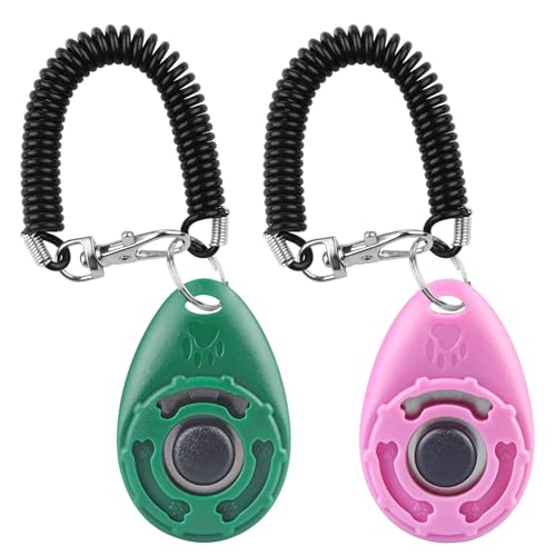 Diyife Hunde Clicker mit Elastischem Handschlaufe, Trainings Klicker mit Großem Knopf, Hundeerziehung und Hundetraining, für Hund, Katze, Pferd (2...