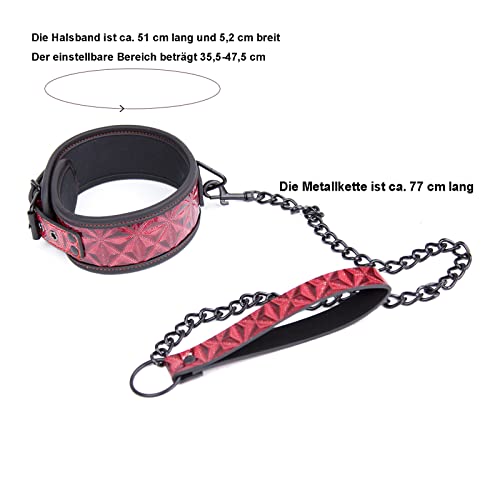 PIIKNUO Leder Halsband SM mit Leine Ketten Bondage Erotik Halsband Sexspielzeug Fesseln Bondage Erotik Fetisch SM Slave Cosplay Sex Toys für Bondage Liebhaber Paare Anfänger und Fachmann