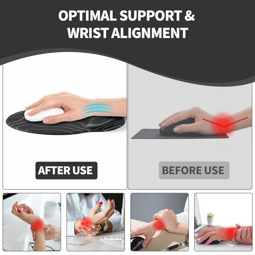 Image of eulps Mouse Pad with Wrist Rest, Comfortable Computer Mousepad with Gel Wrist Support Smooth Surface and Non-Slip PU Base for Pain Relief, Laptop, Office & Home (Black Line)
