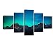 Wieco Art Canvas Prints Wall Art Mount Cook and Lake Matheson New Zealand with Milky Way Modern 5 Piece Giclee Artwork Starry Night Pictures Paintings for Bedroom Kitchen Living Room Home Decorations