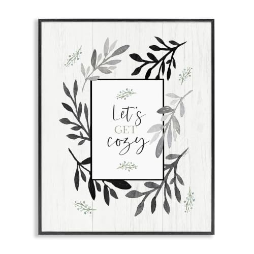 'Lets Get Cozy Geometric Frame Twig Foliage'| Framed Giclee Art