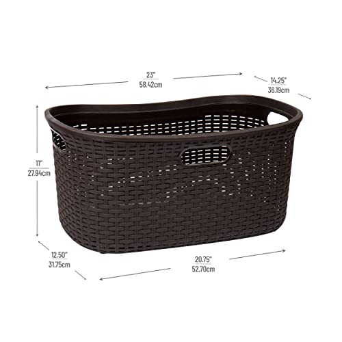 Mind Reader Basket Collection, Laundry Basket, 40 Liter (10Kg/22Lbs) Capacity, Cut Out Handles, Ventilated, Set Of 2, Brown #TOP2