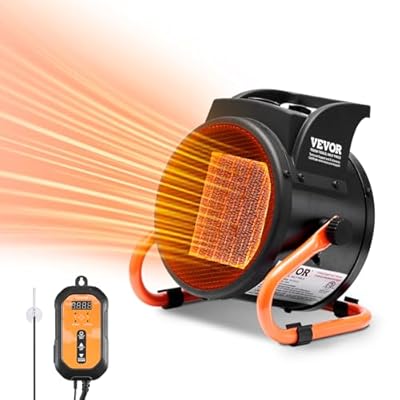 VEVOR Greenhouse Heater with Thermostat, 1500W PTC Fast Heating with Overheat Protection, 3-Speed Setting Small Grow Tent Heater, Electric Portable Heater Fan for Green House, Flower Room, Workplace