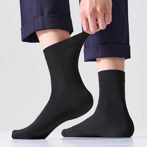 12 Packs Black White Socks,Men and Women Crew Socks Solid Color Combed Cotton Size US 6-142