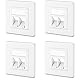 deleyCON 4x 2 Port LAN Anschlussdose Datendose Unterputzdose für Keystone Module 45° Gewinkelter Auslass für Keystone Module mit z.B. RJ45 Koaxial F-Stecker RJ-11 Cinch Klinke Toslink PS2