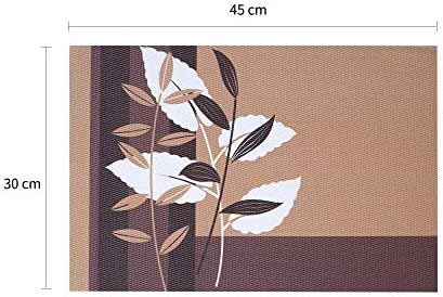 LOVECASA Placemats Set of 6, Washable PVC Place Mats [Non-Slip] [Heat-Resistant] Table Mats Set of 6(Brown Leaf),45CM X30CM
