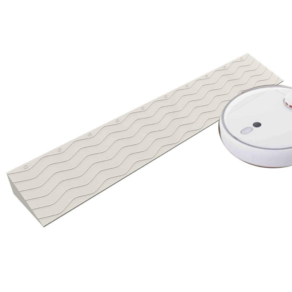 Soglia In Gomma Rampa Antiscivolo for Porta Bagno Portico Sedia A Rotelle Robot Spazzatore 2,5-10 Cm(Beige,100x8x2Cm)