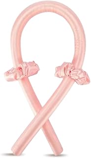 طوق للرأس لتجعيد الشعر بدون حرارة للنساء - اداة تجعيد مع مشابك للشعر وتوك ادوات شعر ليلية الطويل بينك زهري