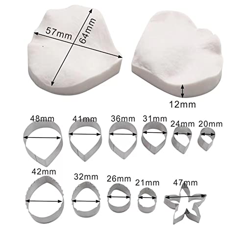 13Pcs/Set Rose Sugar Flowers Fondant Cutter Set 3D Rose Petal Gunpaste Silicone Mold Cookie Cutter Mould For Birthday Wedding Cake Decorating #TOP4