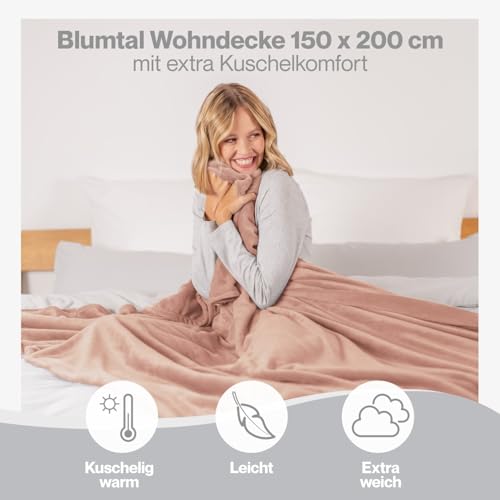 Blumtal Kuscheldecke flauschig - Oeko-TEX zertifizierte Fleecedecke 150x200 cm - Wohndecke 150x200 cm weich - Decke Couch Wohn- & Kuscheldecke Rosa - Tagesdecke Rosa/Kuscheldecke flauschig