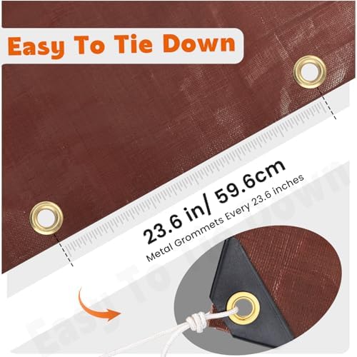 Keten Tarps Heavy Duty Waterproof 10x20 Feet, Extra Thick 10 Mil (Brown) - 3