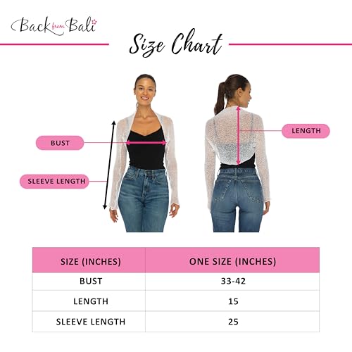 Back From Bali Womens Sheer Arm Cover Shrug Long Sleeve Open Front Cropped Mesh Bolero Cardigan3