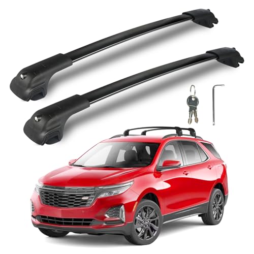 Roof Rack Cross Bars Compatible with Chevy Equinox/GMC Terrain 2018-2024, 220lbs Heavy Duty Lockable Aluminum Roof Rails Crossbars Cargo Bars Canoe Rooftop Luggage