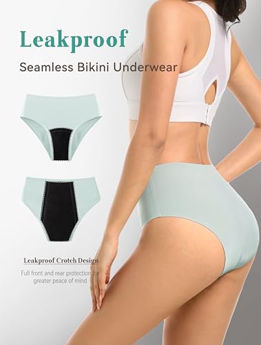 Incontinence Underwear for Women High Waisted Period Panties Heavy Flow Seamless Leakproof Underwear 5 Pack3