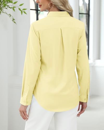 Image of J.VER Button Down Shirts for Women Stretch Collared Long Sleeve Dress Shirt | Business Casual, for Work Office, Meetings, Dinner, Dates, Travel, Leisure, Elegant, Workout, Social Gathering, Commute