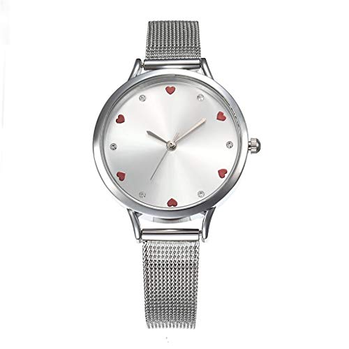 Toxz Women's Creative Quartz Wrist Watch,Alloy Mesh Buckle Band,Heart-Feeling Electrocardiogram Pattern,Simple Dial Easy