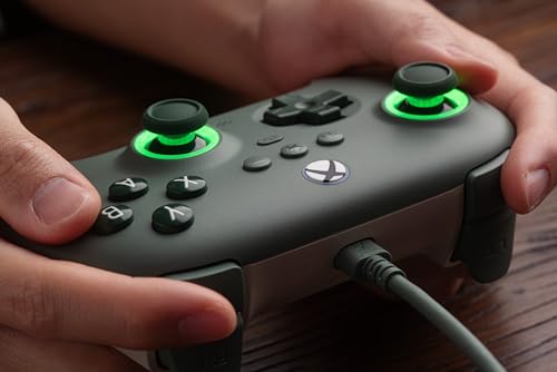 Image of 8Bitdo Ultimate C Wired Controller for Xbox with Hall Effect Joysticks and Triggers, RGB Lighting Fire Ring, Compatible with Xbox Series X|S, Xbox One, Windows 10 /11- Officially Licensed (Dark Green)