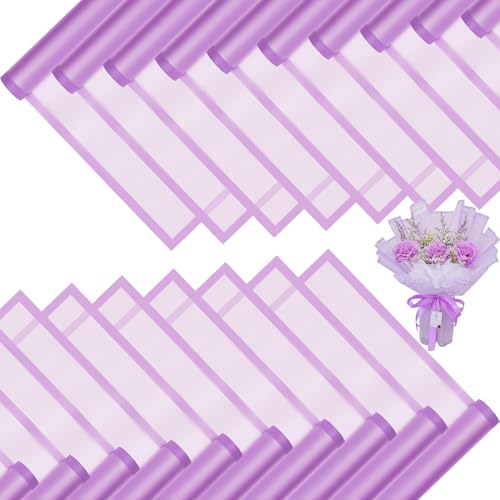 DEWJDFSC 20 Sheets Flower Wrapping Paper Waterproof Floral Korean Bouquet Wrapping Paper Florist Supplies Suitable for Flowers Gift Packaging (Purple)