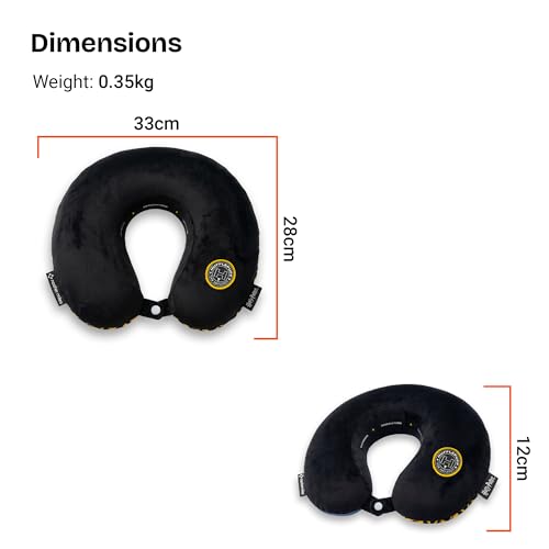 Image of Nasher Miles x Harry Potter Hufflepuff Memory Foam Neck Pillow for Travel, Removable Washable Polyester Cover with 360 Stable Neck Support (Black & Yellow)